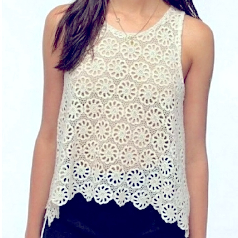Urban Outfitters Pins & Needles Cream Daisy Crochet Tank Top Size L